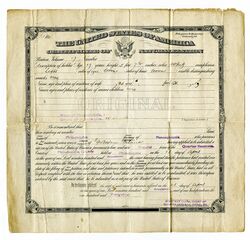 American certificate of naturalization from 1917