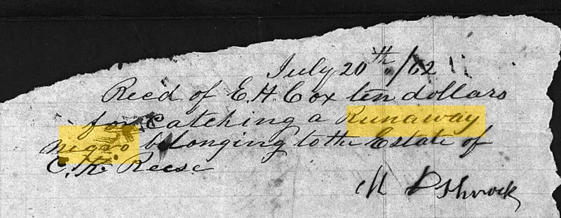 File:Receipt of $10 for runaway slave.jpg