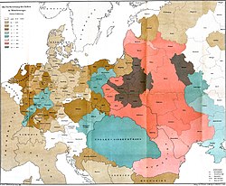 The distribution of the Jews in Central Europe (from Richard Andree, Ethnography of the Jews, 1881).