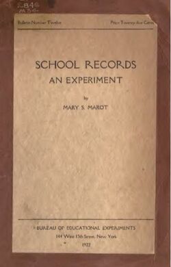 Cover of "School Records, an experiment"