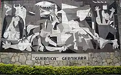 Replica of the "Guernica" oil painting by Spanish artist Pablo Picasso.
