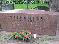 A set of graves in Tampere, showing the surname ‘Kyander’ as well as the Fennicized ‘Kiianmies’.
