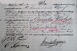 Death certificate of Cornelis Vrolijk. 1840