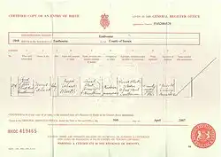 birth certificate