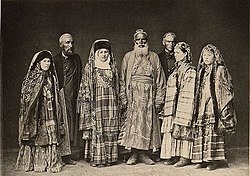 The image of the tatars of Kazan in traditional gowns