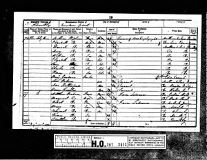 Page from England Census 1851, covering the village of Throckley, near Newcastle upon Tyne.