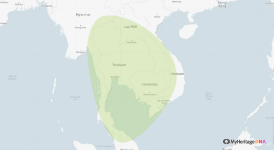 Thai and Cambodian ethnicity map (MyHeritage)