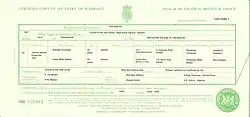 Copy of marriage certificate of Helen Millar Nelson, and Andrzej Stanisław Tadeusz Grodyński. The wedding took place in the Church of the Holy Spirit, in Nightingale Square, Balham, London, on 22 December 1951 with Dilys Mary Williams as ‘bridesmaid’ and Wacław Fiedler as ‘best man’.
