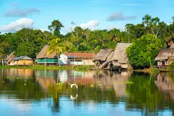 Small village in the Amazon rain forest, Peru