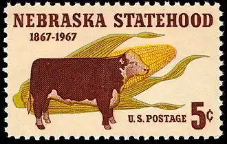 Nebraska statehood US Postage Stamp 1967