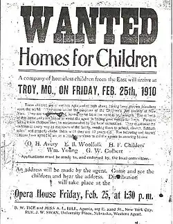 Orphan train flyer