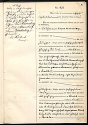 Marriage certificate of Adele Freudenberg and Bruno Mannaberg. 1883.