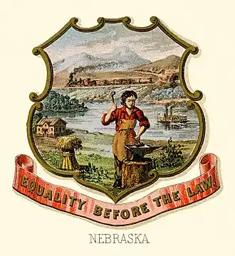 Nebraska state coat of arms (illustrated, 1876)