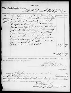 Civil War Service Record of George A. Ellsworth. 1862.
