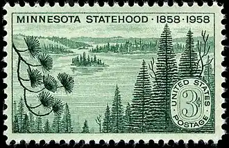 Minnesota statehood US postage stamp 1958