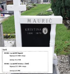 The same person, but her surname is recorded as Mavrič in church records and as Maurič on her gravestone.