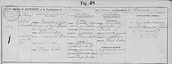 Birth record from Chile