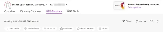 DNA match page