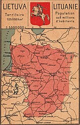 Map of Lithuania, circa 1918-1920