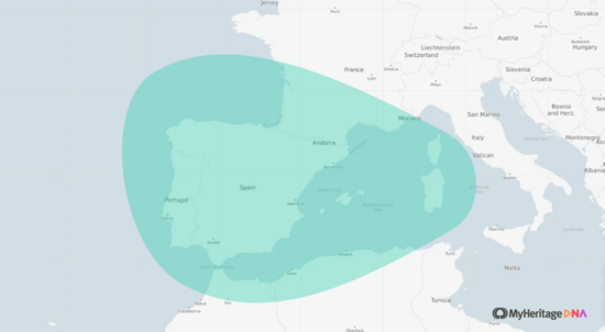 Iberian ethnicity map (MyHeritage)