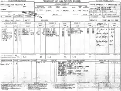 High school transcript