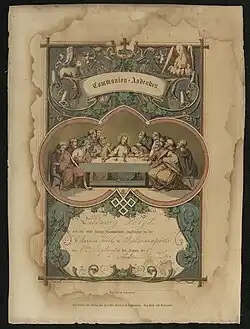 Confirmation certificate of Ludwig Voigt at St. Mary's Catholic Church, Indianapolis. 5 September, 1875.