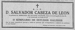 Salvador Cabeza's obituary from 1934